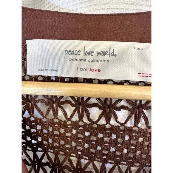 NWOT Peace Love World QVC Boho Crochet Lace Sweater Duster Boho Cardigan Sz S - Picture 5 of 6